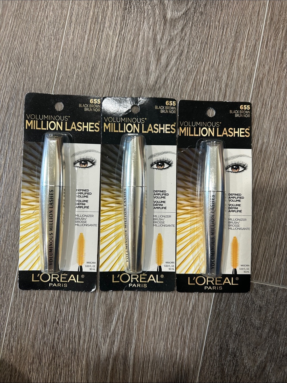 LAST SET 3X L'Oreal Voluminous Million Lashes Mascara #655 black brown